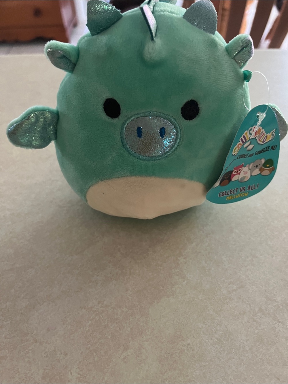 Squishmallows Teal Metallic Accented Dragon Plush